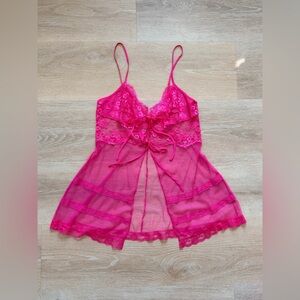 Vintage Y2K Victoria Secret Babydoll Lingerie Dress Lace Silk Size M-S